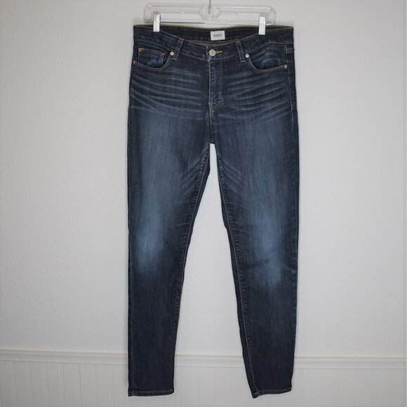 Hudson Krista Super Skinny Sz 31 Distressed 5 Pocket Dark Wash Denim Pants Jeans - Picture 1 of 16